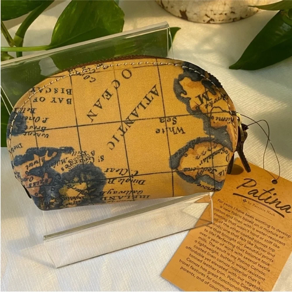 NWT Patricia Nash Patina Mini Cosmetic Case- European Map Print